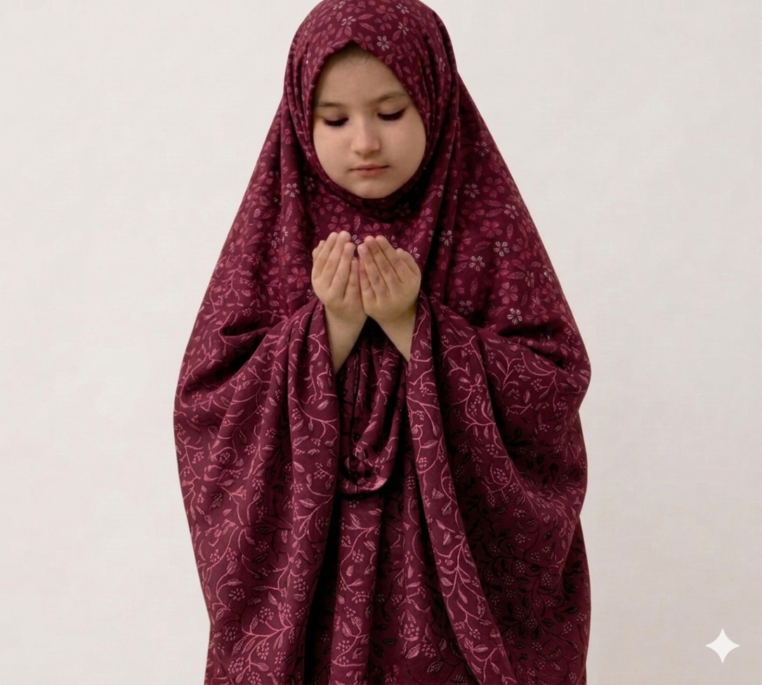 Kids Namaz Chaddar –Maroon floral