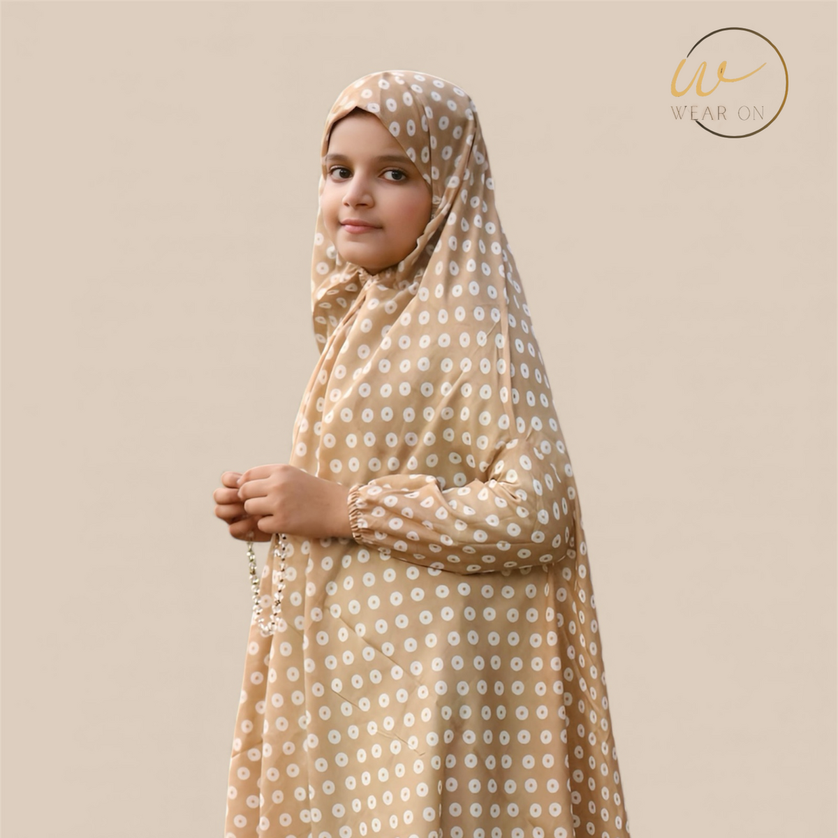 Kids Namaz Chaddar – Polka Dot (Beige)