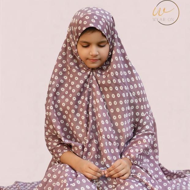 Kids Namaz Chaddar – Polka Dot (Mauve)