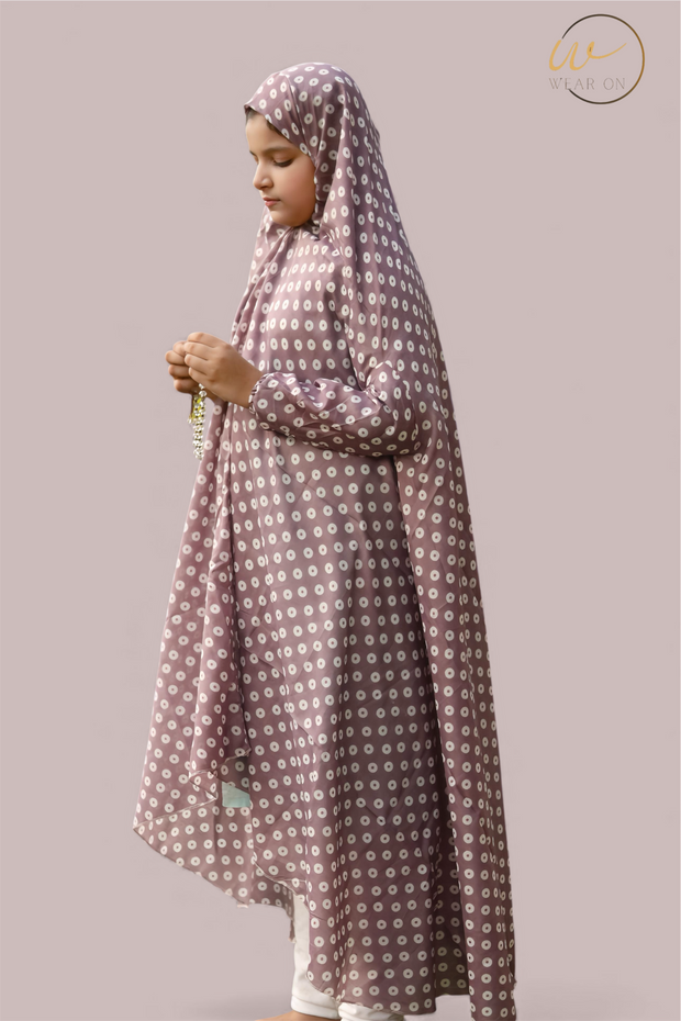 Kids Namaz Chaddar – Polka Dot (Mauve)
