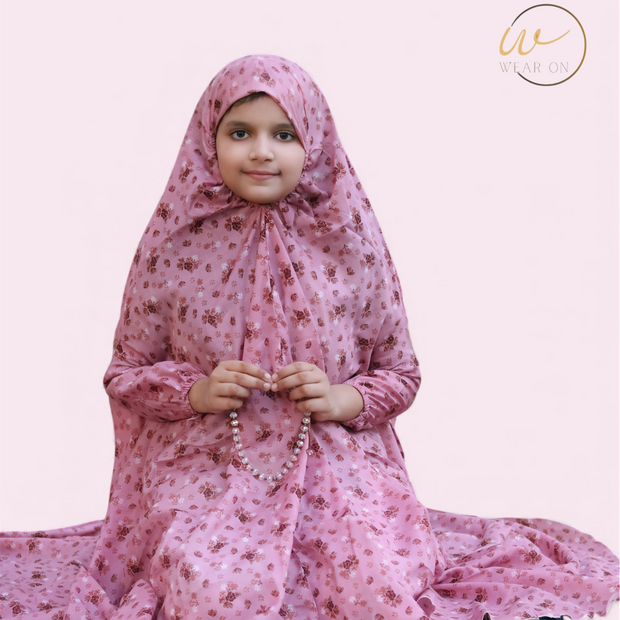 Kids Namaz Chaddar – Pink floral