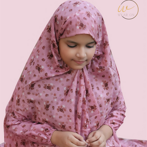Kids Namaz Chaddar – Pink floral