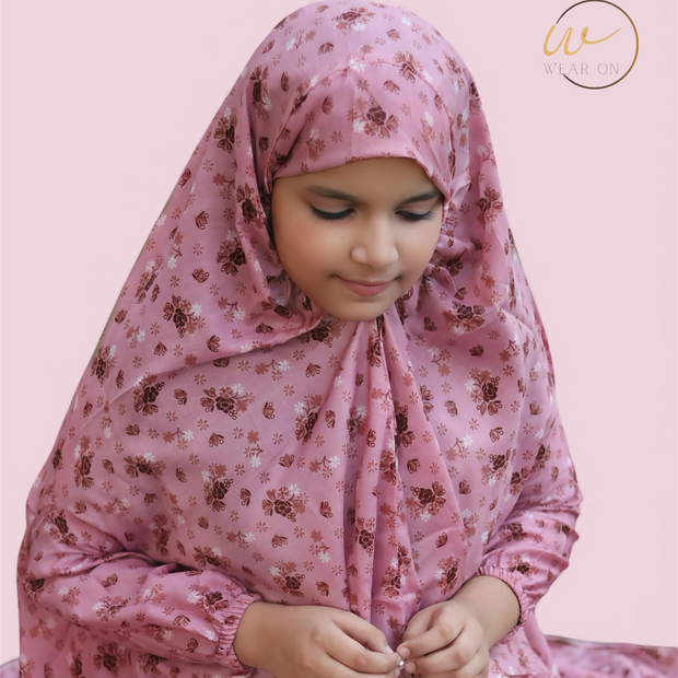 Kids Namaz Chaddar – Pink floral