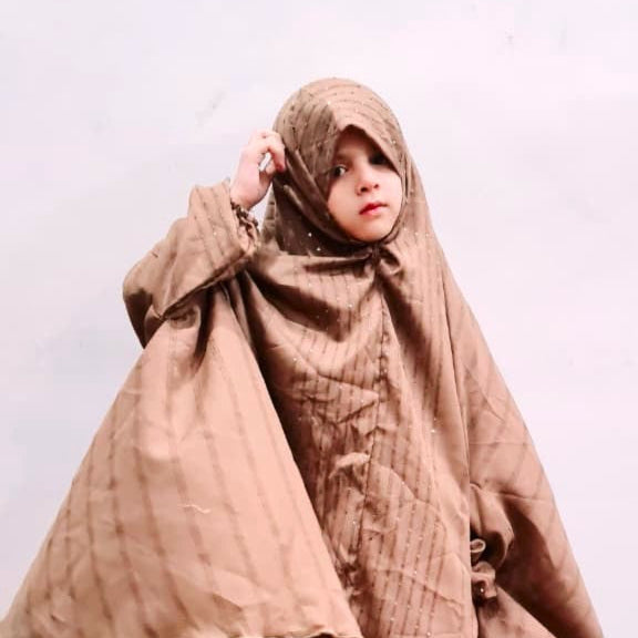 Kids Namaz Chaddar – choc brown(Sequin Pannel)